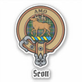 Clan Scott Crest over Green Tartan Sticker (Voorkant)