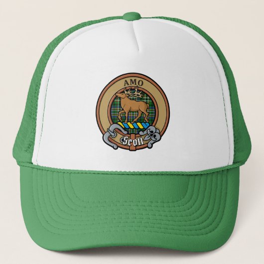 Clan Scott Crest over Green Tartan Trucker Hat Trucker Pet (Voorkant)