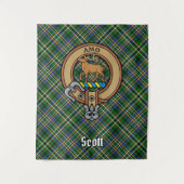 Clan Scott Crest over Green Tartan Wandkleed (Voorkant)