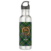 Clan Scott Crest over Green Tartan Waterfles (Voorkant)