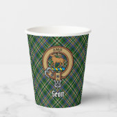 Clan Scott Crest over het groenboek van Tartan Papieren Bekers (Voorkant)