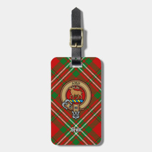 Clan Scott Crest over Red Tartan Bagagelabel