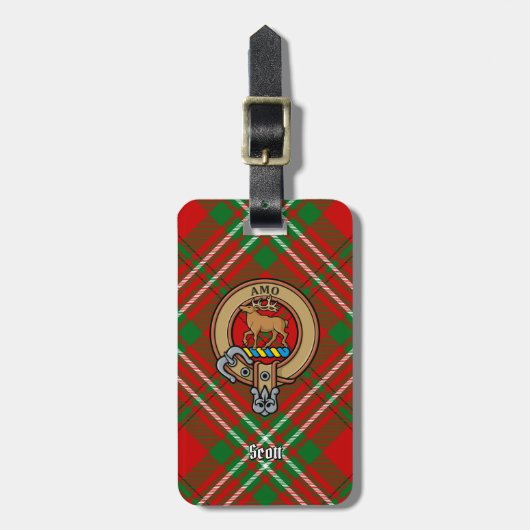 Clan Scott Crest over Red Tartan Bagagelabel (Voorkant verticaal)