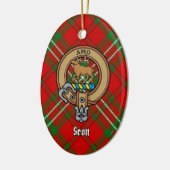 Clan Scott Crest over Red Tartan Ceramic Ornament (Links)