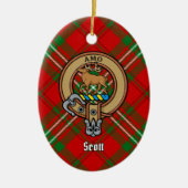 Clan Scott Crest over Red Tartan Ceramic Ornament (Voorkant)