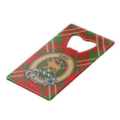 Clan Scott Crest over Red Tartan Creditkaart Flessenopener (Voorkant Gekanteld)