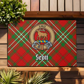 Clan Scott Crest over Red Tartan Deurmat