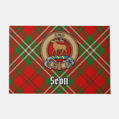 Clan Scott Crest over Red Tartan Deurmat (Voorkant)