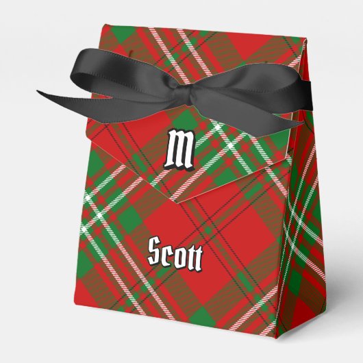 Clan Scott Crest over Red Tartan Favor Box Bedankdoosjes (Voorkant Zijde)