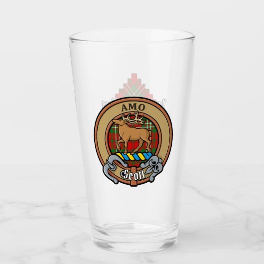 Clan Scott Crest over Red Tartan Glas (Voorkant)