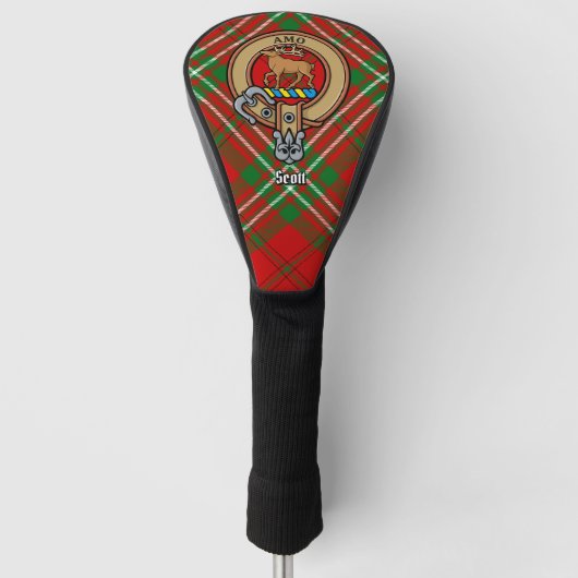 Clan Scott Crest over Red Tartan Golf Head Hoesje Golfheadcover (Voorkant)