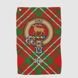 Clan Scott Crest over Red Tartan Golf Towel Golfhanddoek
