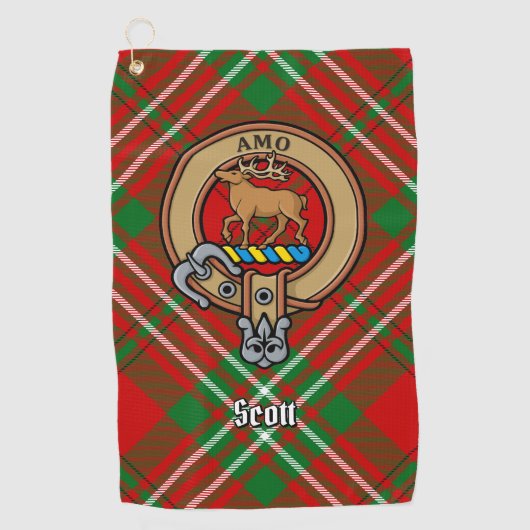 Clan Scott Crest over Red Tartan Golf Towel Golfhanddoek (Voorkant)