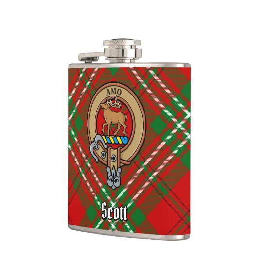 Clan Scott Crest over Red Tartan Heupfles (Links)