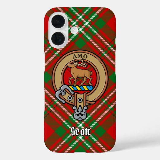 Clan Scott Crest over Red Tartan iPhone Case (Achterkant)