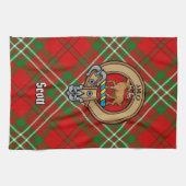 Clan Scott Crest over Red Tartan Kitchen Towel Theedoek (Horizontaal)