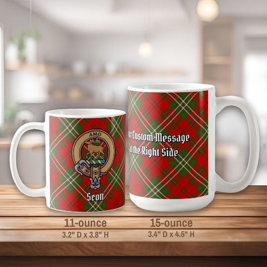 Clan Scott Crest over Red Tartan Koffiemok