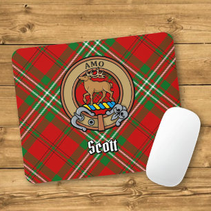 Clan Scott Crest over Red Tartan Muismat