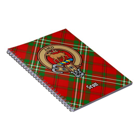 Clan Scott Crest over Red Tartan Notitieboek (Rechterzijde)