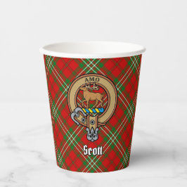 Clan Scott Crest over Red Tartan Paper Cups Papieren Bekers