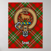 Clan Scott Crest over Red Tartan Poster (Voorkant)
