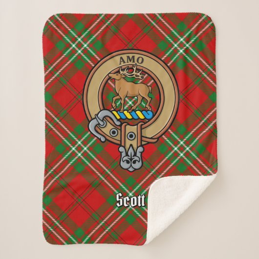 Clan Scott Crest over Red Tartan Sherpa Deken (Voorkant)