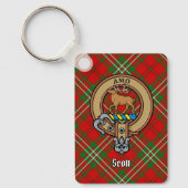 Clan Scott Crest over Red Tartan Sleutelhanger (Voorkant)