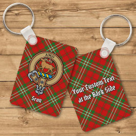 Clan Scott Crest over Red Tartan Sleutelhanger