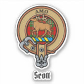 Clan Scott Crest over Red Tartan Sticker (Voorkant)