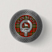 Clan Scott Crest & Tartan Knot Button (Voorkant)