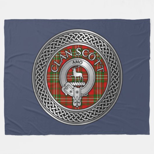 Clan Scott Crest & Tartan Knot Fleece Blanket Deken (Voorkant (Horizontaal))
