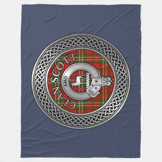 Clan Scott Crest & Tartan Knot Fleece Deken (Voorkant)