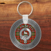 Clan Scott Crest & Tartan Knot Sleutelhanger (Voorkant)