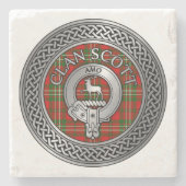 Clan Scott Crest & Tartan Knot Stenen Onderzetter (Voorkant)