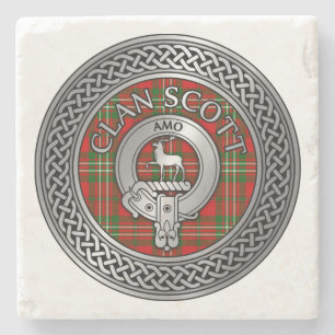 Clan Scott Crest & Tartan Knot Stenen Onderzetter