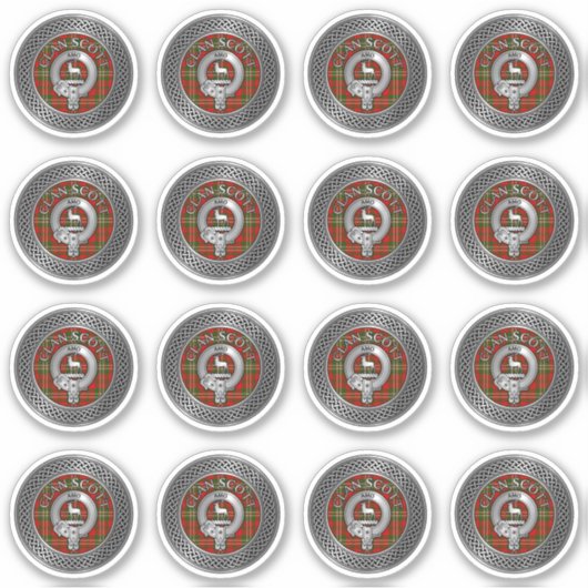 Clan Scott Crest & Tartan Knot Sticker (Voorkant)
