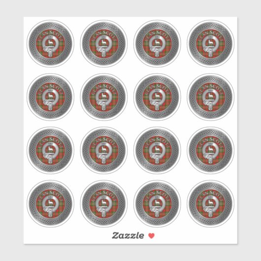 Clan Scott Crest & Tartan Knot Sticker (Vel)