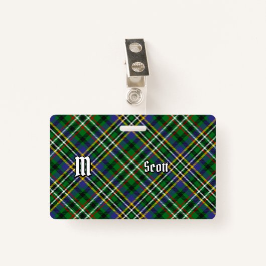 Clan Scott Green Tartan Badge (Voorkant met clip)