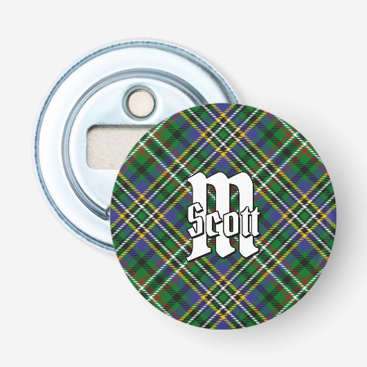 Clan Scott Green Tartan Button Flesopener (Voorkant)