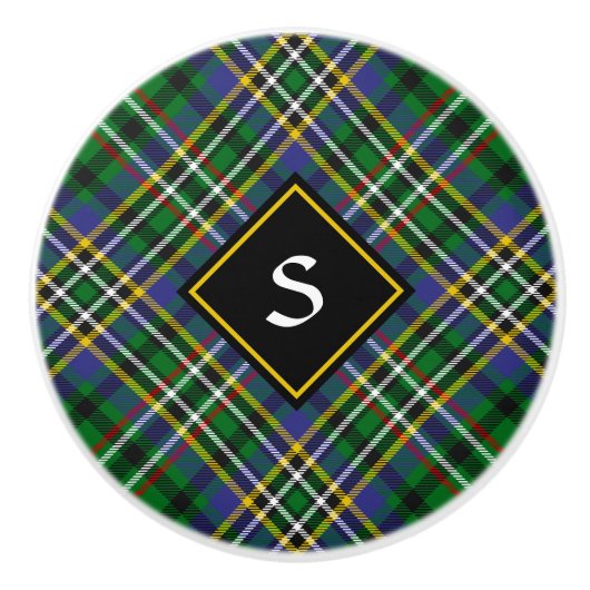 Clan Scott Green Tartan Ceramic Knob Keramische Knop (Voorkant)