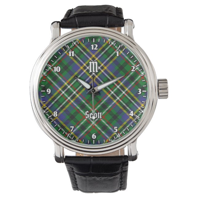 Clan Scott Green Tartan Horloge (Voorkant)