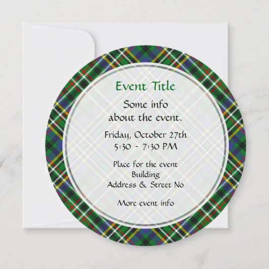 Clan Scott Green Tartan Invitation Kaart (Achterkant)