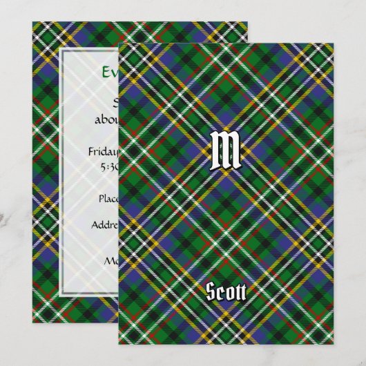 Clan Scott Green Tartan Invitation Kaart (Voorkant / Achterkant)