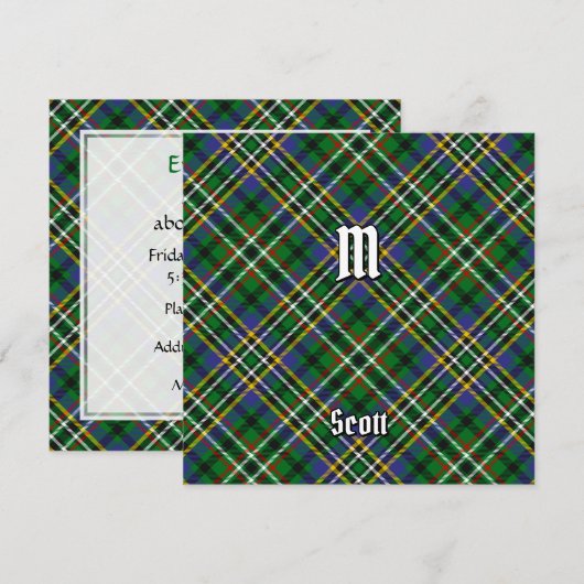 Clan Scott Green Tartan Kaart (Voorkant / Achterkant)