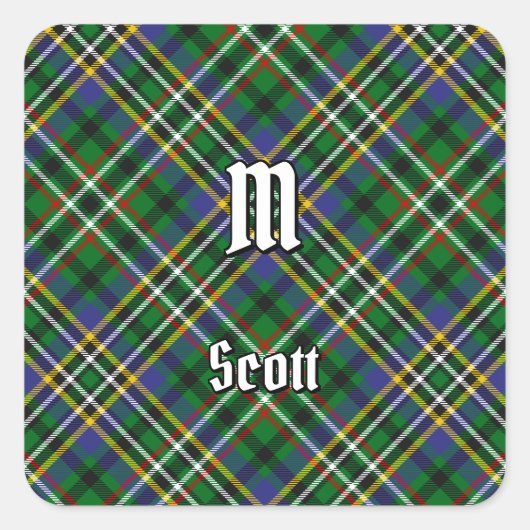 Clan Scott Green Tartan Square Sticker (Voorkant)