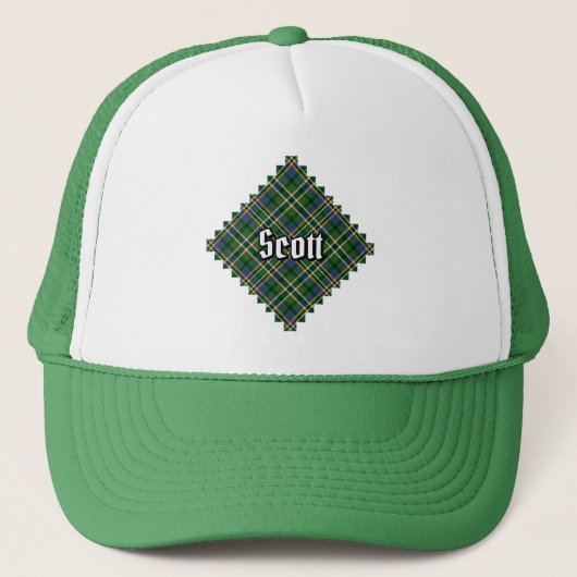 Clan Scott Green Tartan Trucker Hat Trucker Pet (Voorkant)