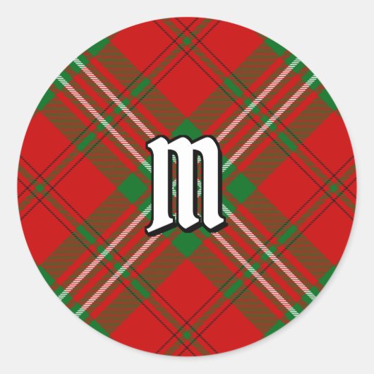 Clan Scott Red Tartan Classic Round Sticker (Voorkant)