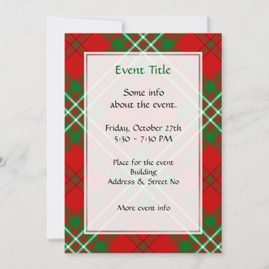 Clan Scott Red Tartan Kaart (Achterkant)