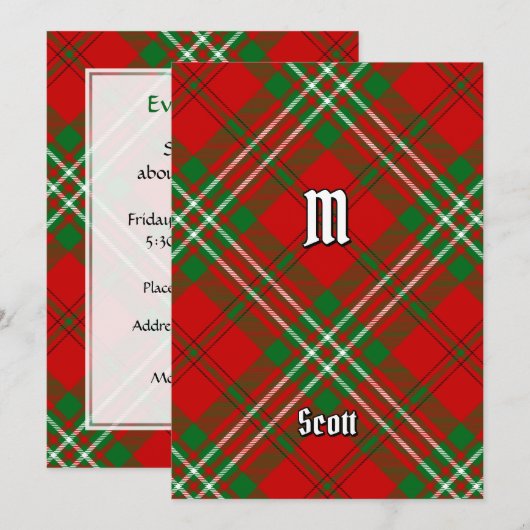 Clan Scott Red Tartan Kaart (Voorkant / Achterkant)