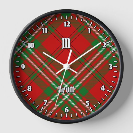 Clan Scott Red Tartan Large Clock (Voorkant)